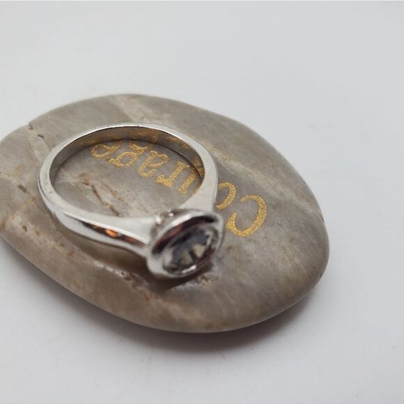 Crystal solitaire round cut cocktail ring size 9‎